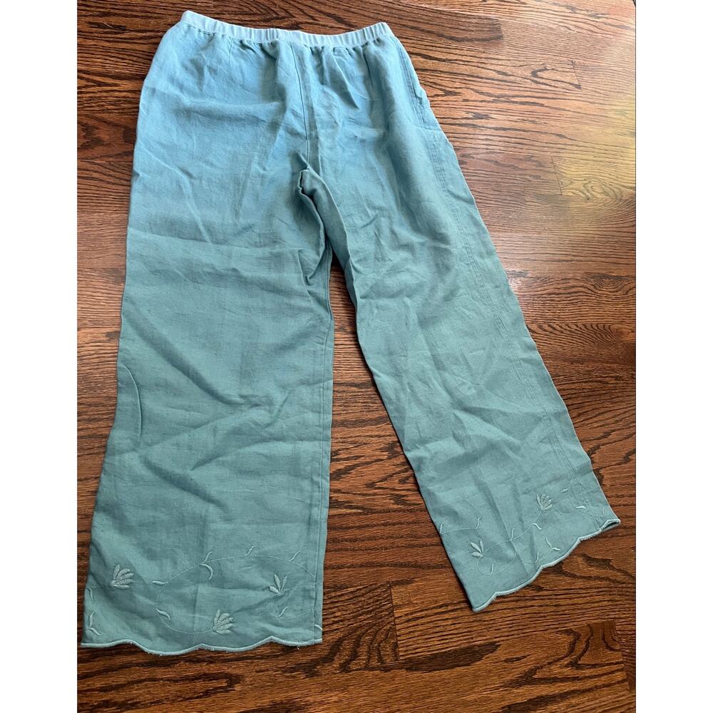 J.Jill linen cropped pants with embroidery sz. S blue costal NWT - Picture 7 of 7